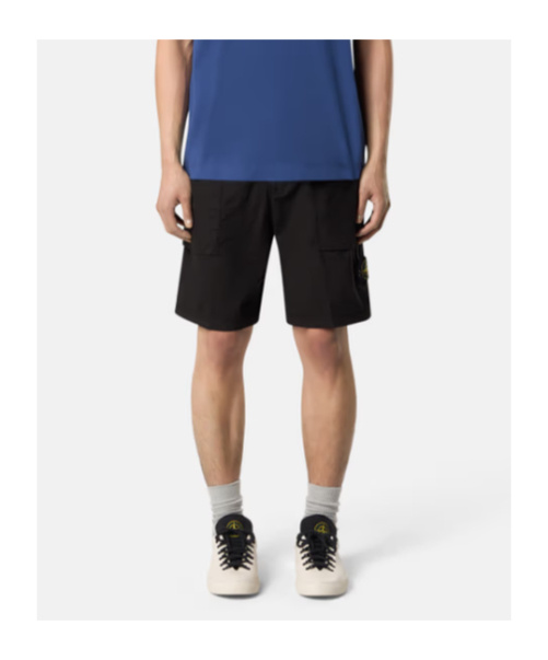 Stone Island Elastic Waist Shorts In Black