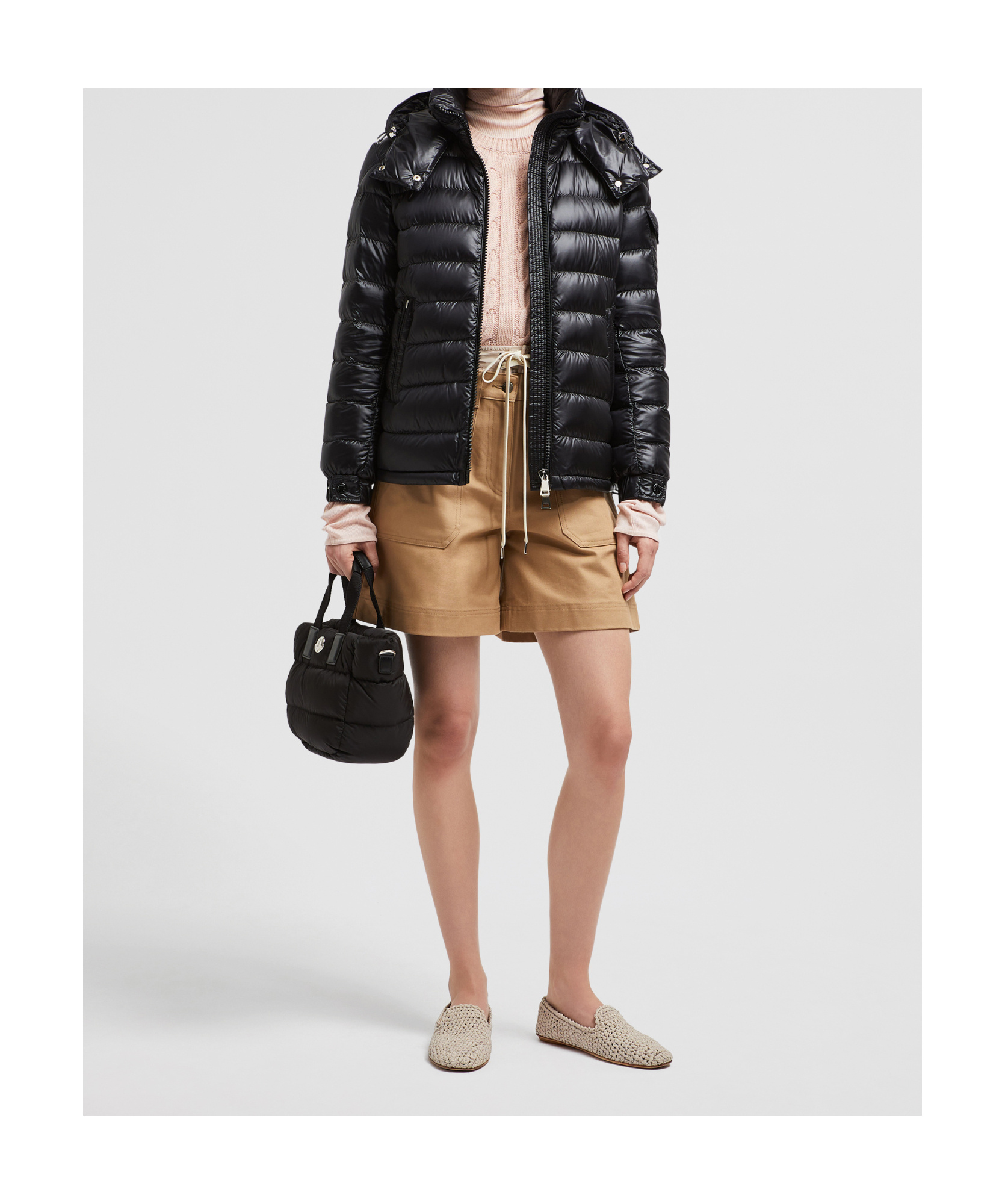 Moncler Bady Hooded Short Down Jacket Black In Black
