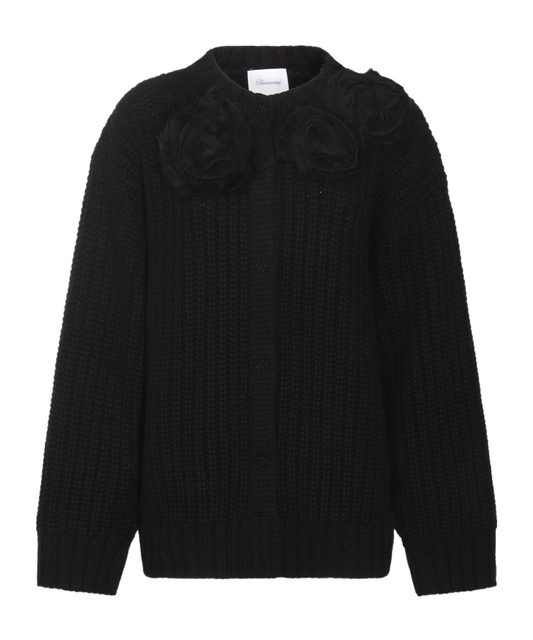 Blumarine Long-sleeved Sweater Cardigan In Black