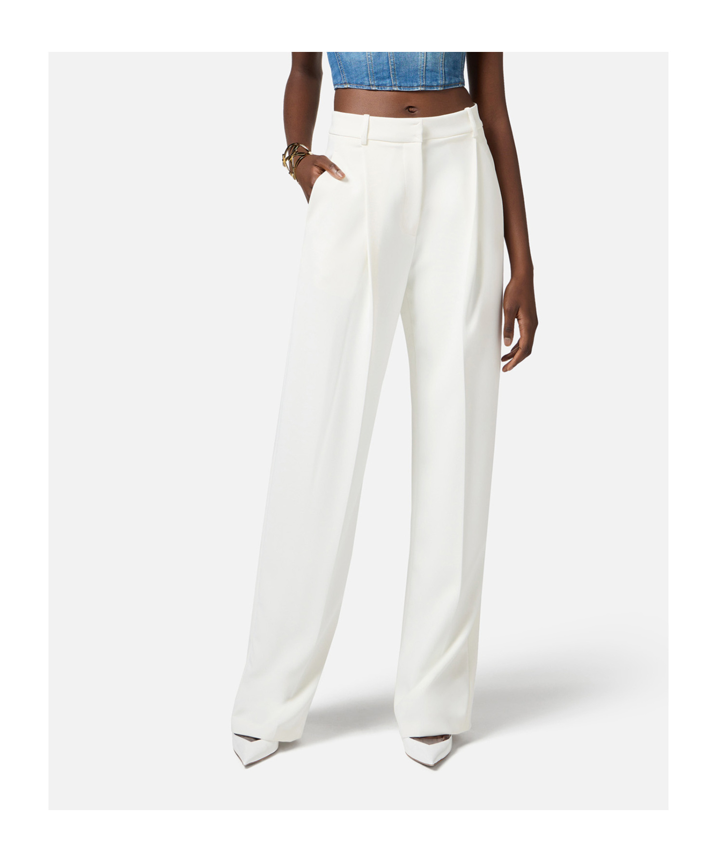 Elisabetta Franchi Belt-loop Casual Pants In White