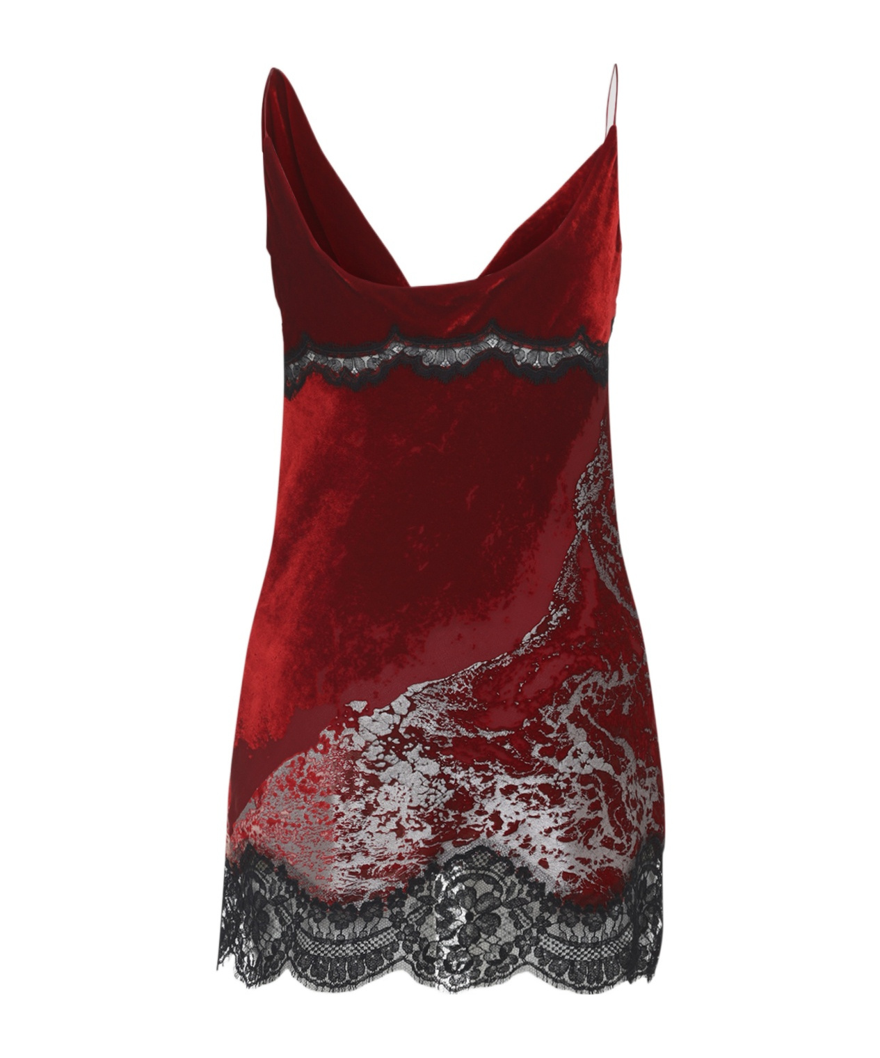 Roberto Cavalli Asymmetric Hem Draped Neckline Velvet Dress In Red