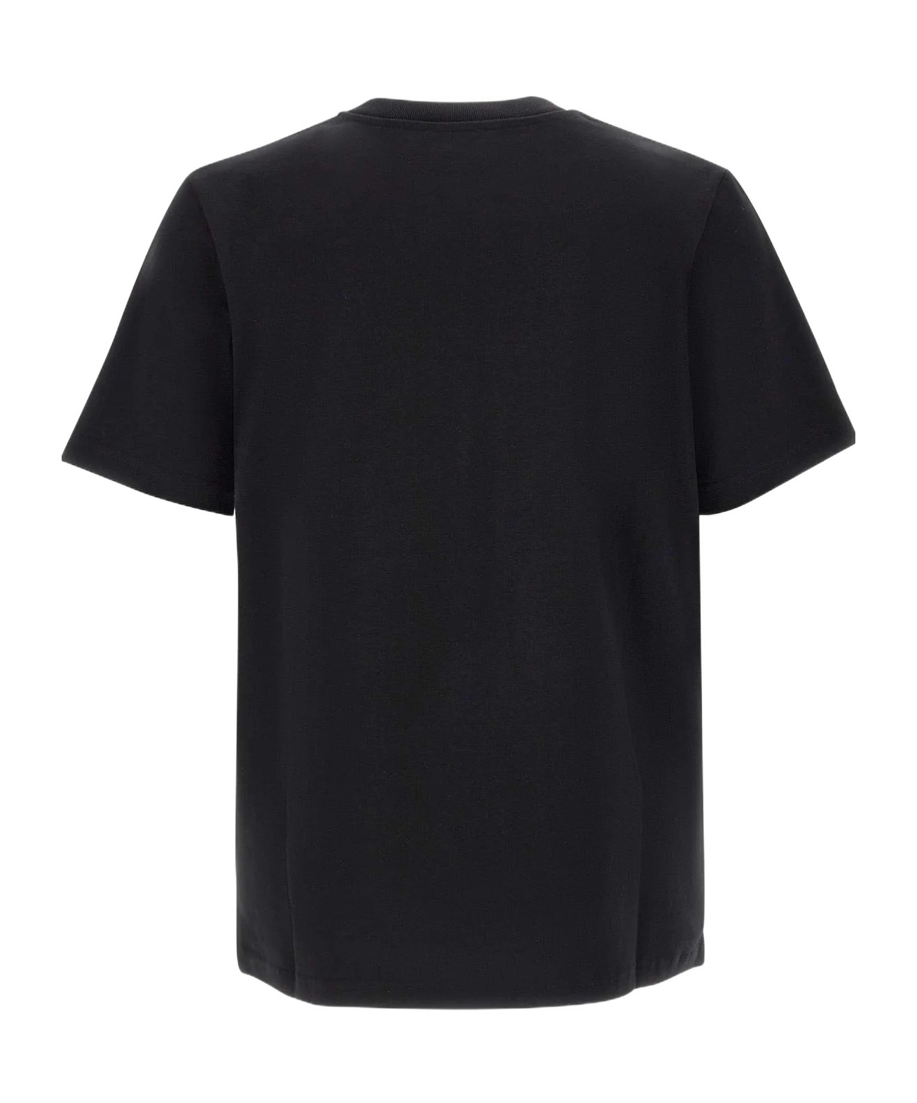 Casablanca Black Crewneck T-shirt With Logo On The Front In Animal Print
