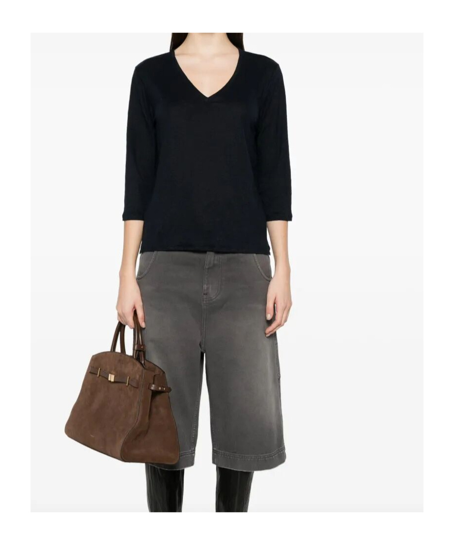 Shop Majestic V-neck Sweater In Black