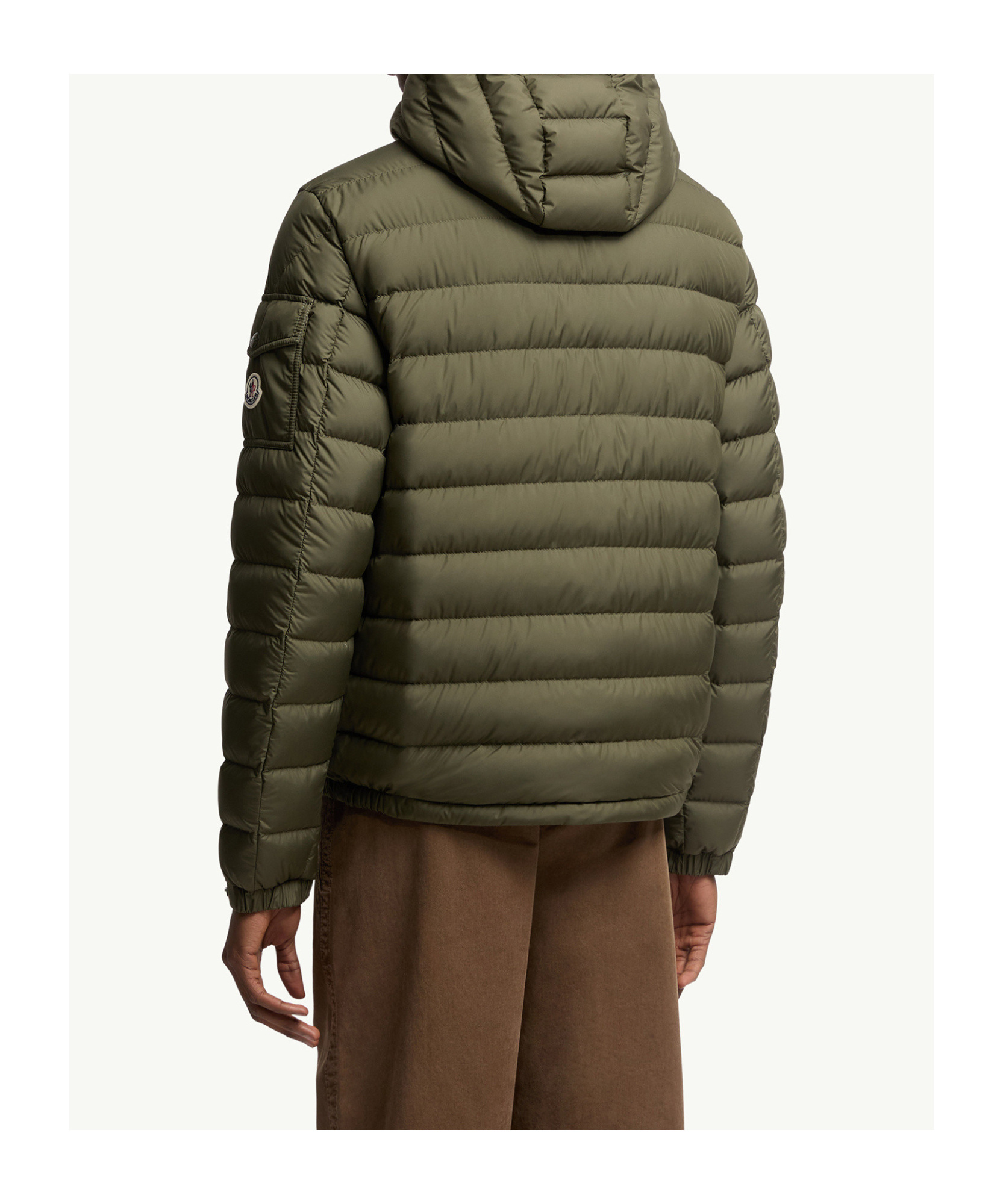 Moncler Short Down Jacket With Hood And Pockets In Green