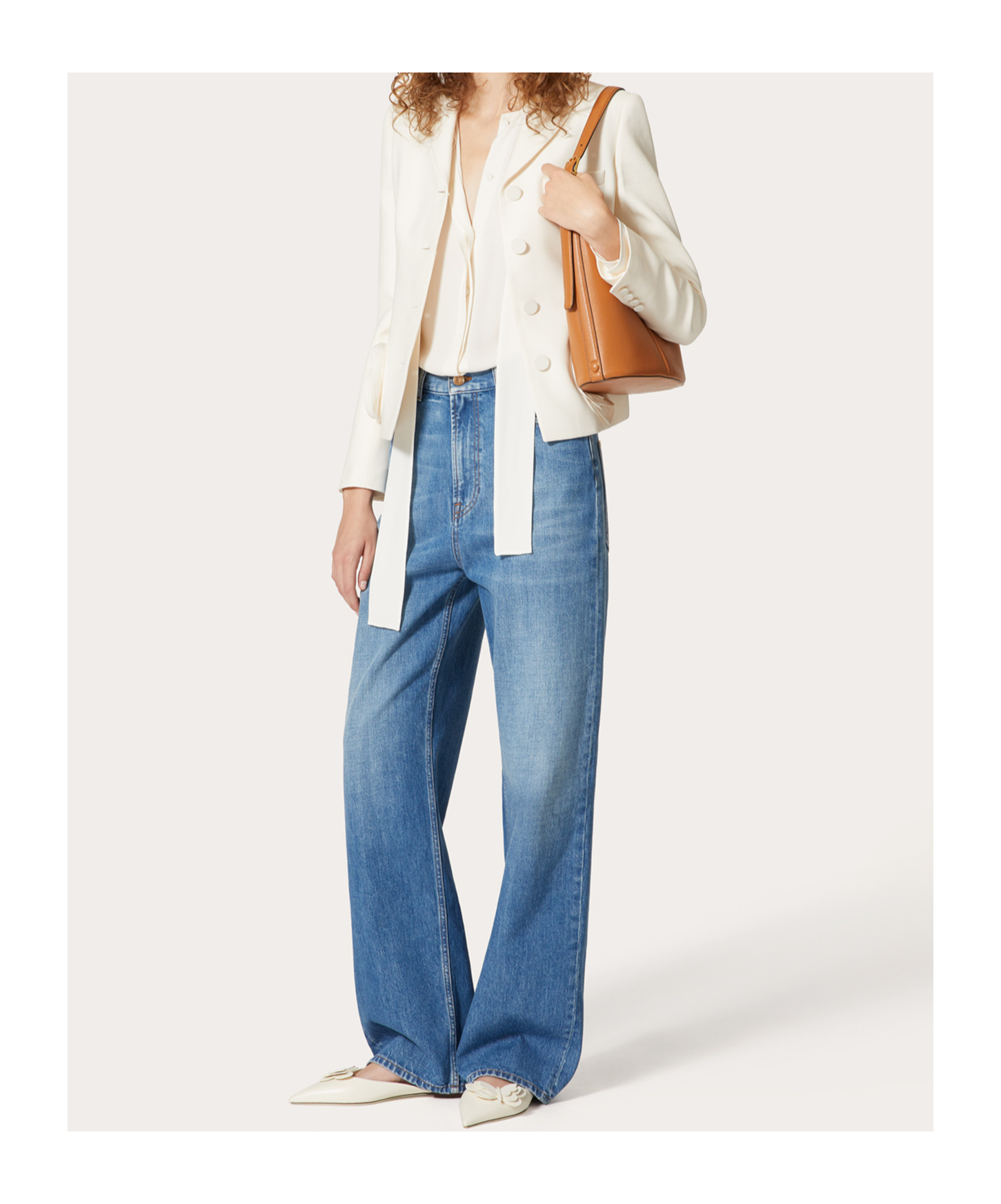 Valentino Pussy-bow Collar Silk Shirt In White