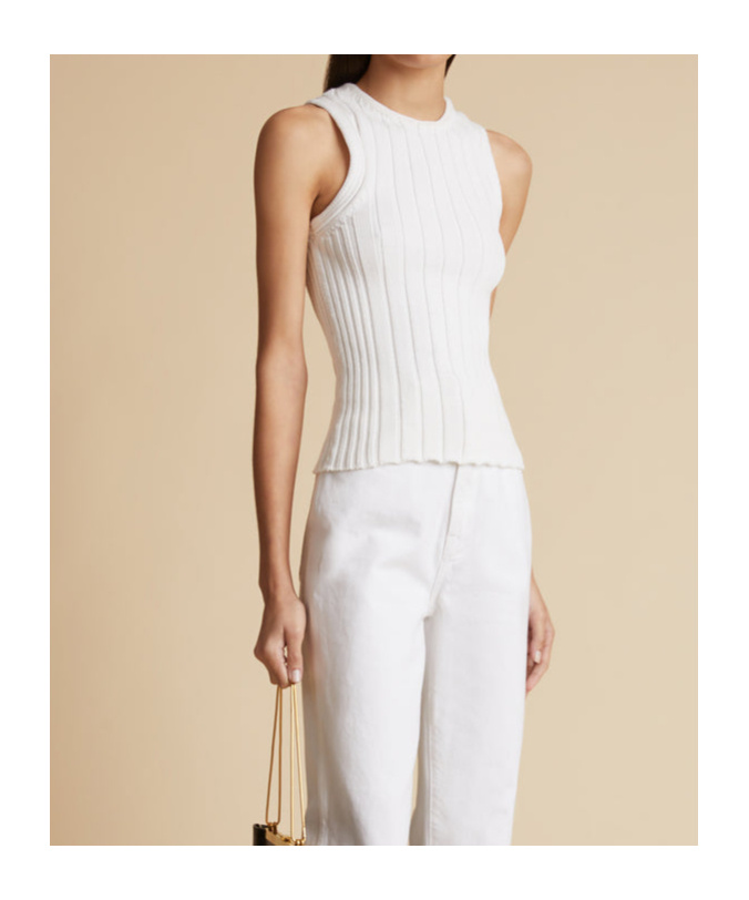 Khaite The Manu High-neck Knitted Tank Top In White