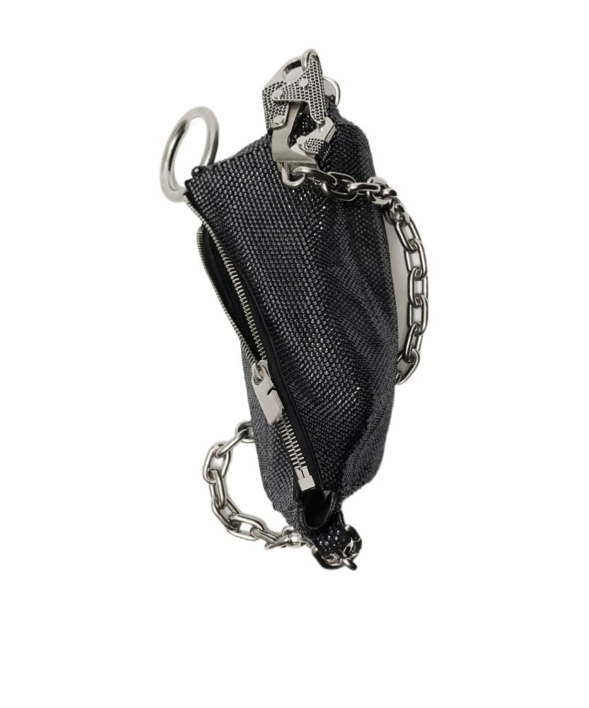 Burberry Woman Black Leather Knight Medium Shoulder Bag In Black