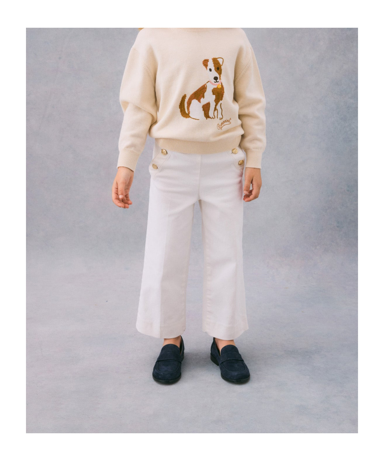 Bonpoint Gaetane Buttoned Wide-leg Trousers In White