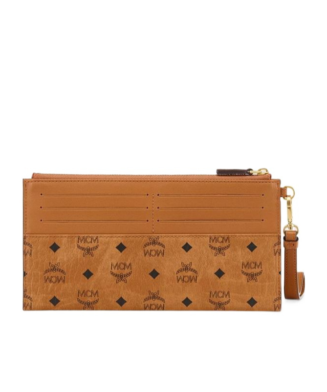 Mcm Aren Visetos Wristband Bag In Brown