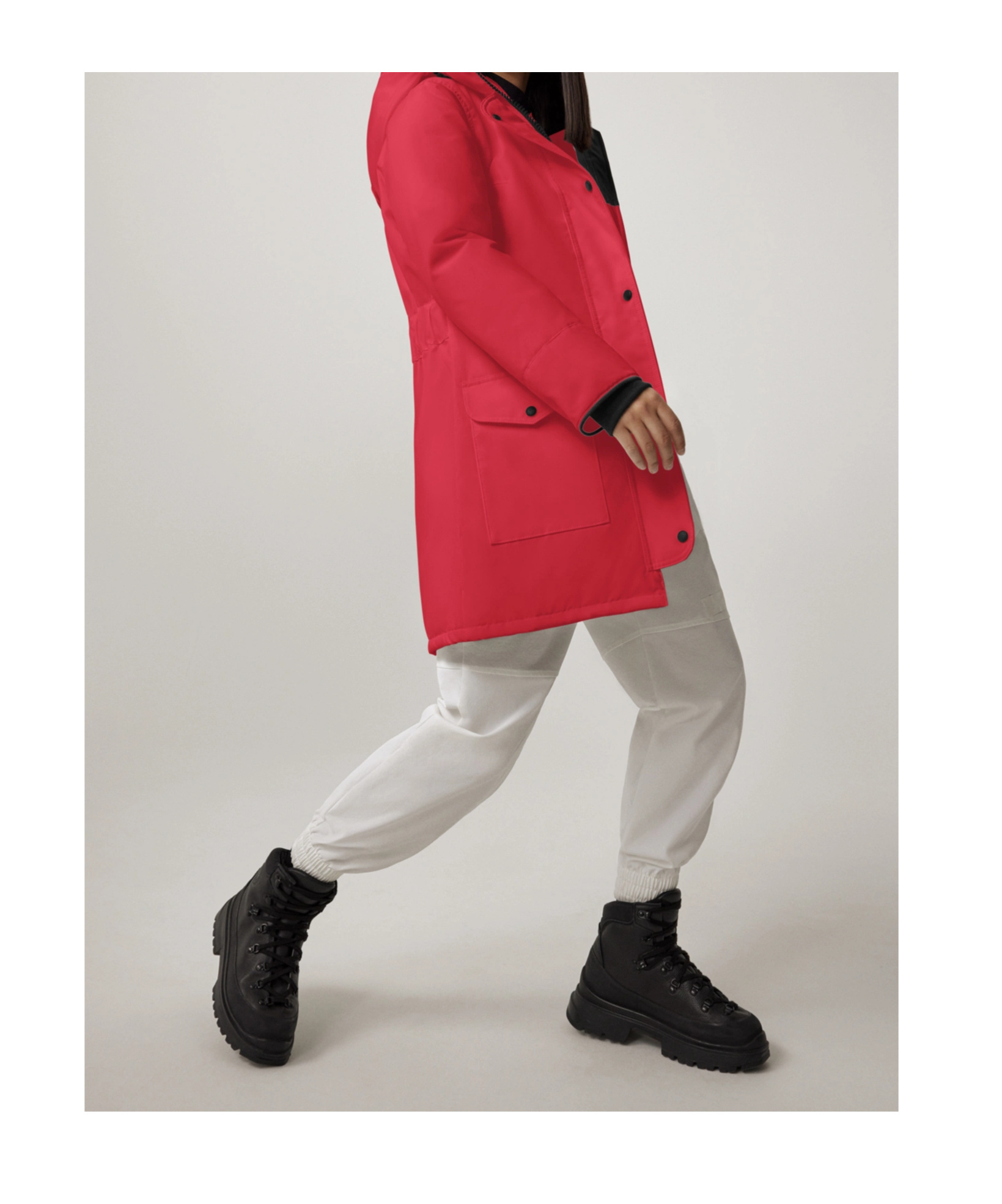 Canada Goose Logo-patch Zip-fastening Coat In Red