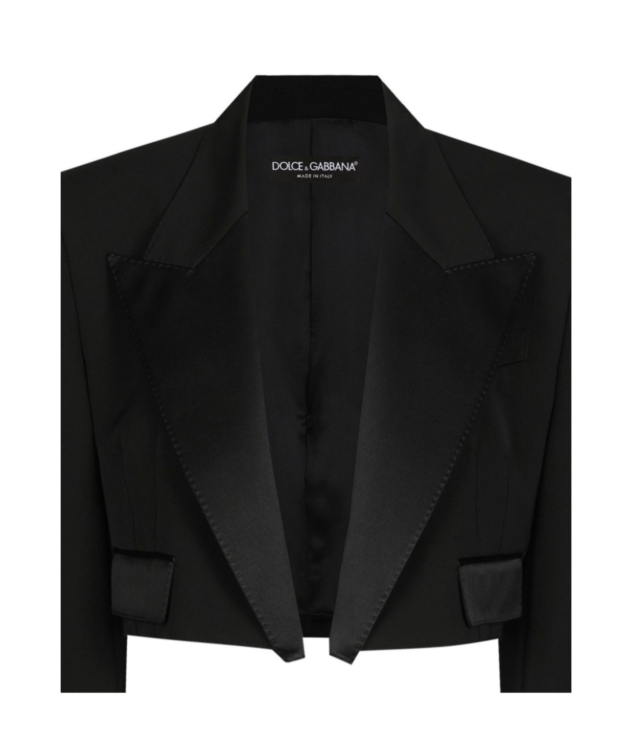Dolce & Gabbana Wool-blend Cropped Blazer In Black