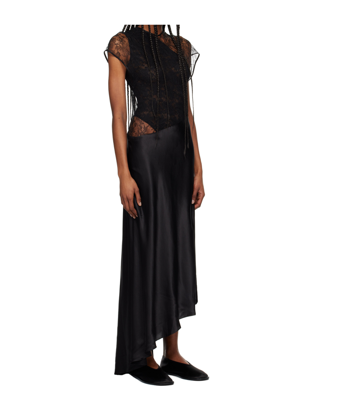 Tove Beline Lace And Silk-satin Maxi Dress In Black