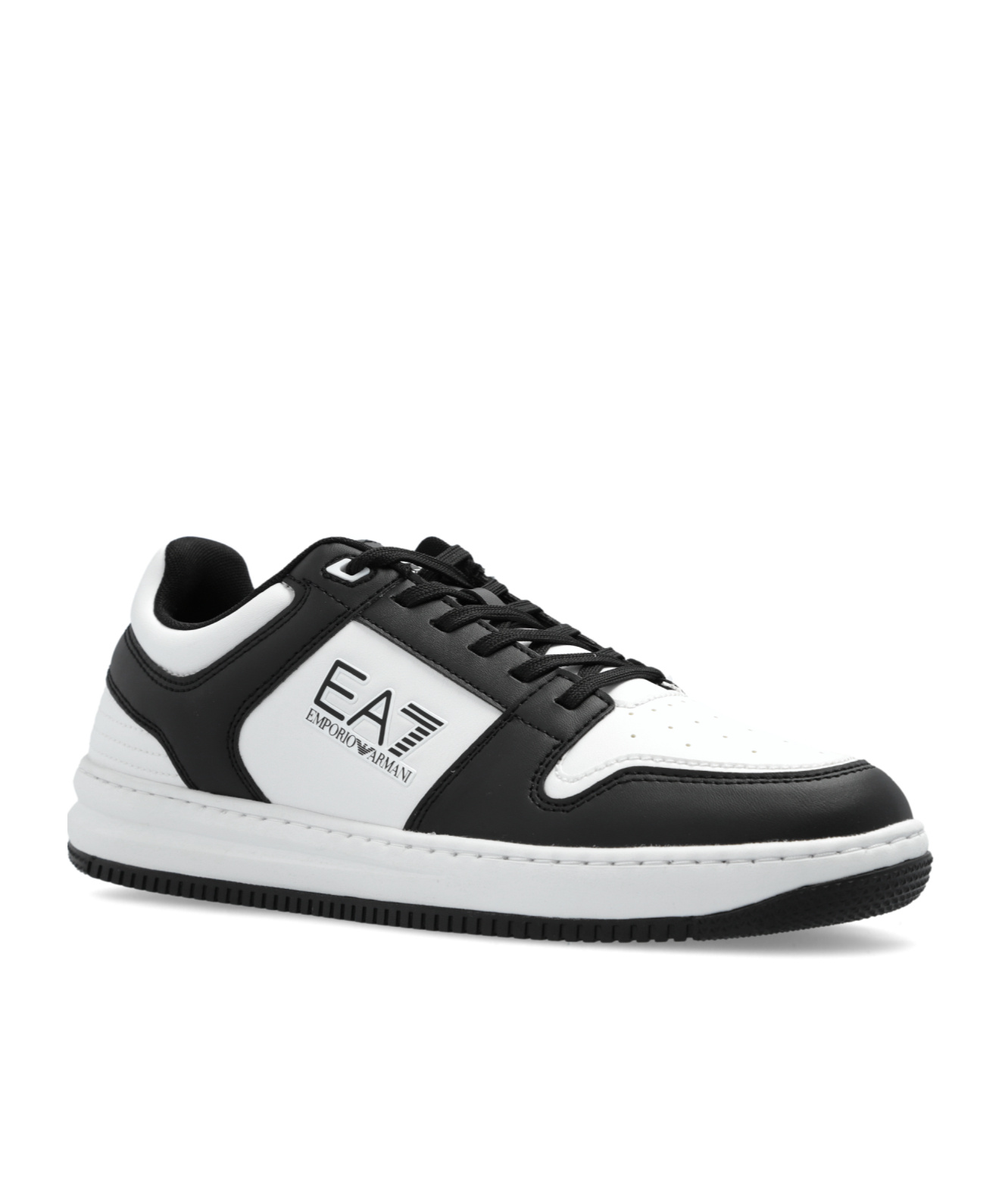 Ea7 Black And White Polyester Sneaker In Multi