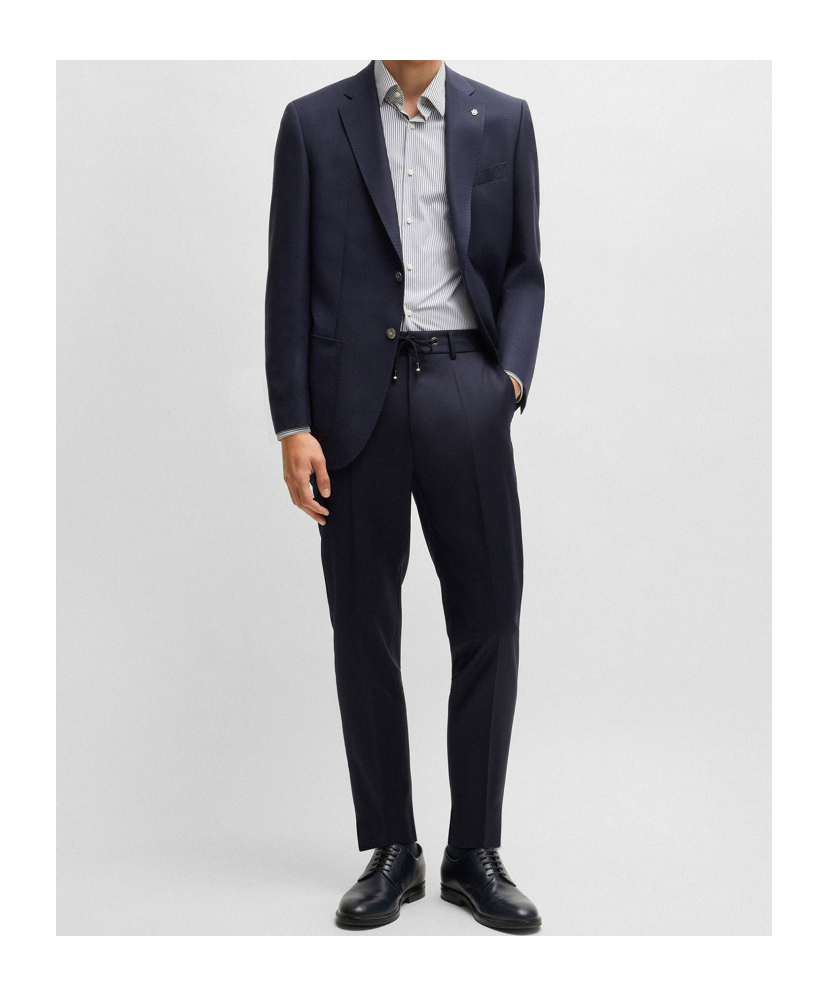 Hugo Boss Regular-fit Suit Jacket In Micro-patterned Virgin Wool In Black