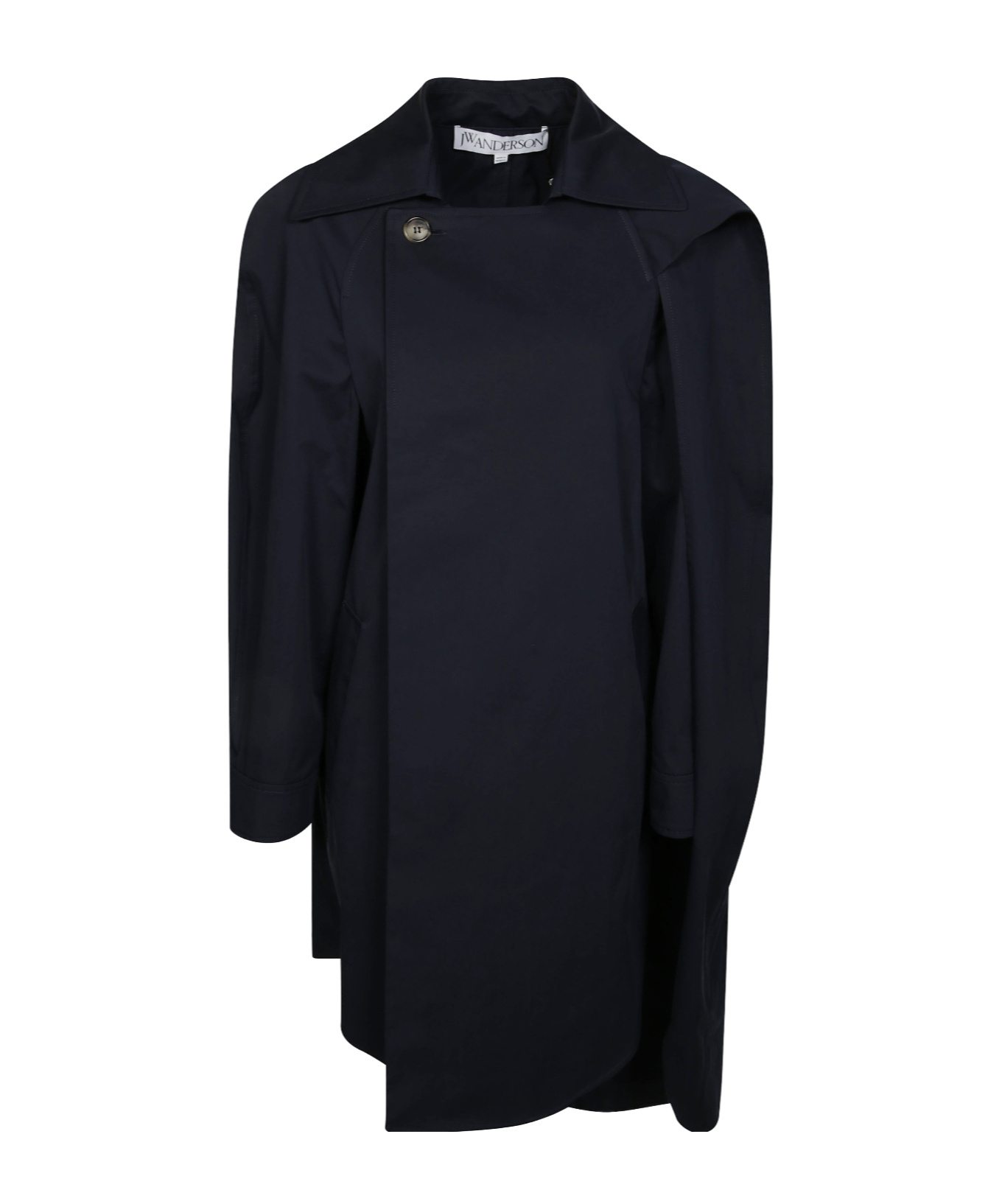 Jw Anderson Asymmetric Cape Trench Coat In Black