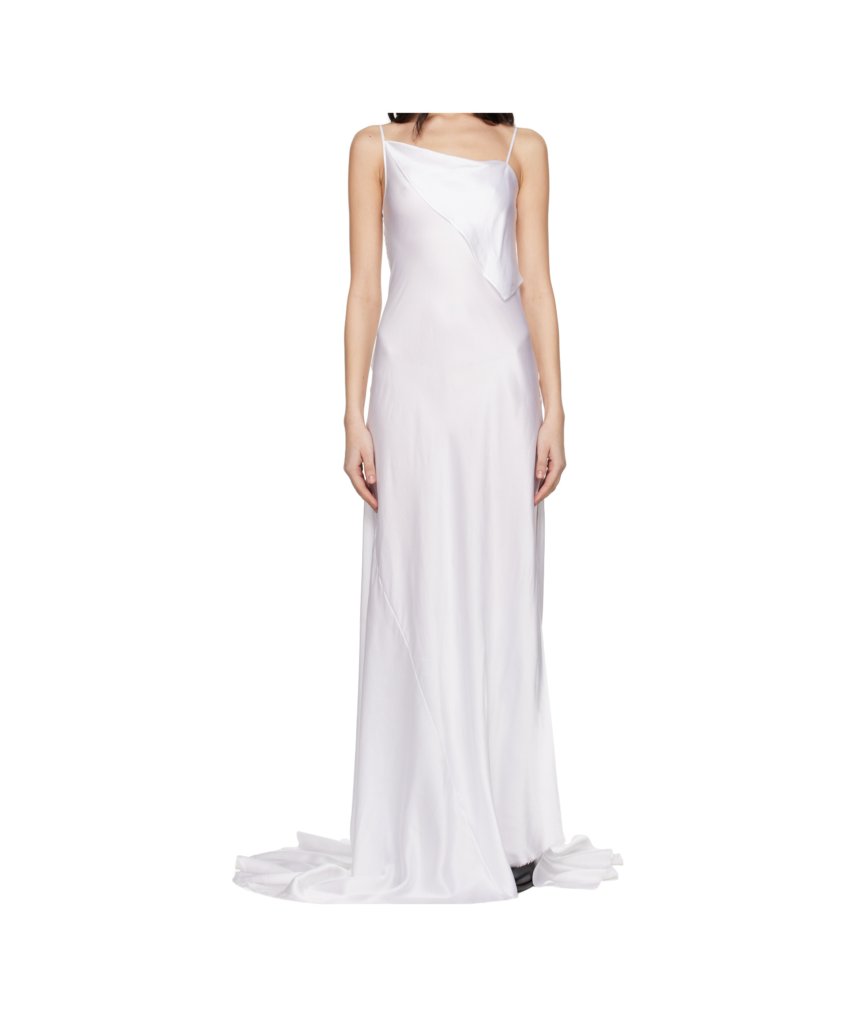 Ann Demeulemeester White Aaricia Long Bias Slip Maxi Dress In White