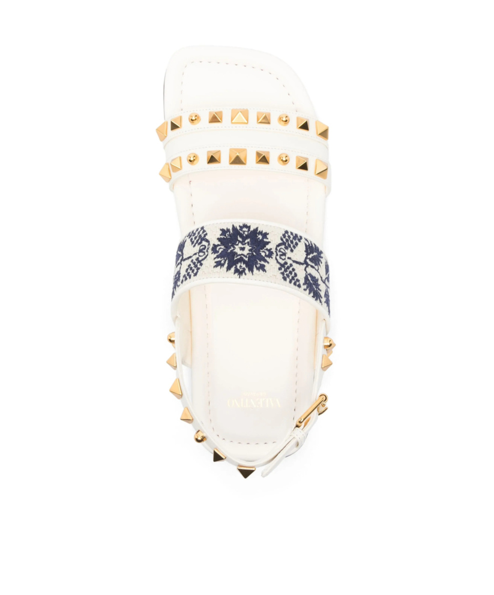 Valentino Rockstud Sandals In White