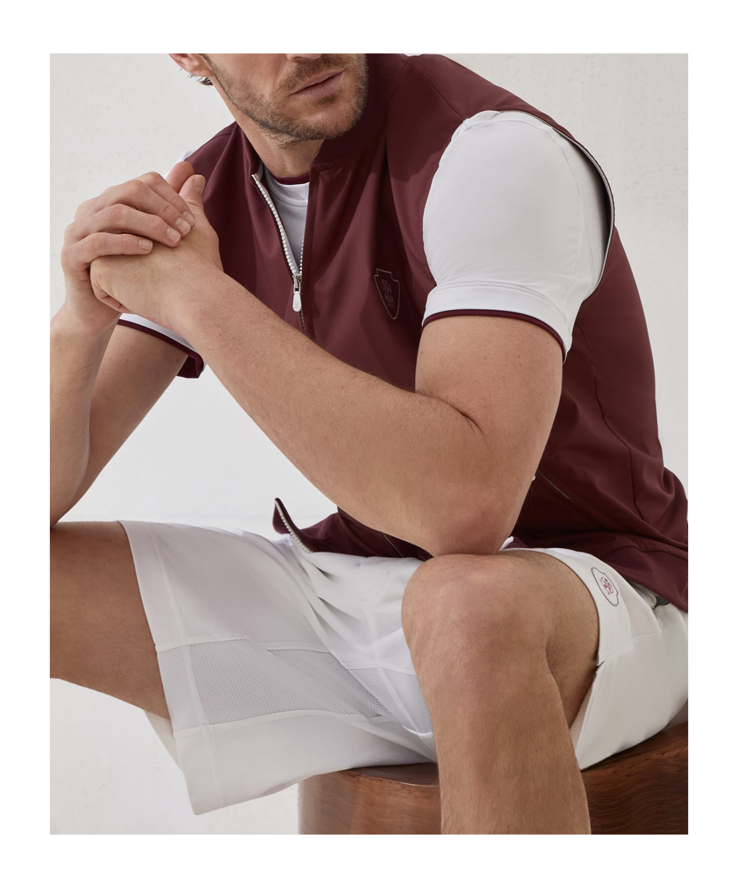 Brunello Cucinelli Nylon Vest With Logo In Burgundy