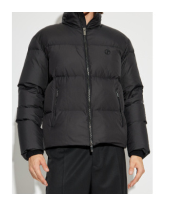 Giorgio Armani Logo-embroidered Quilted Jacket In Black