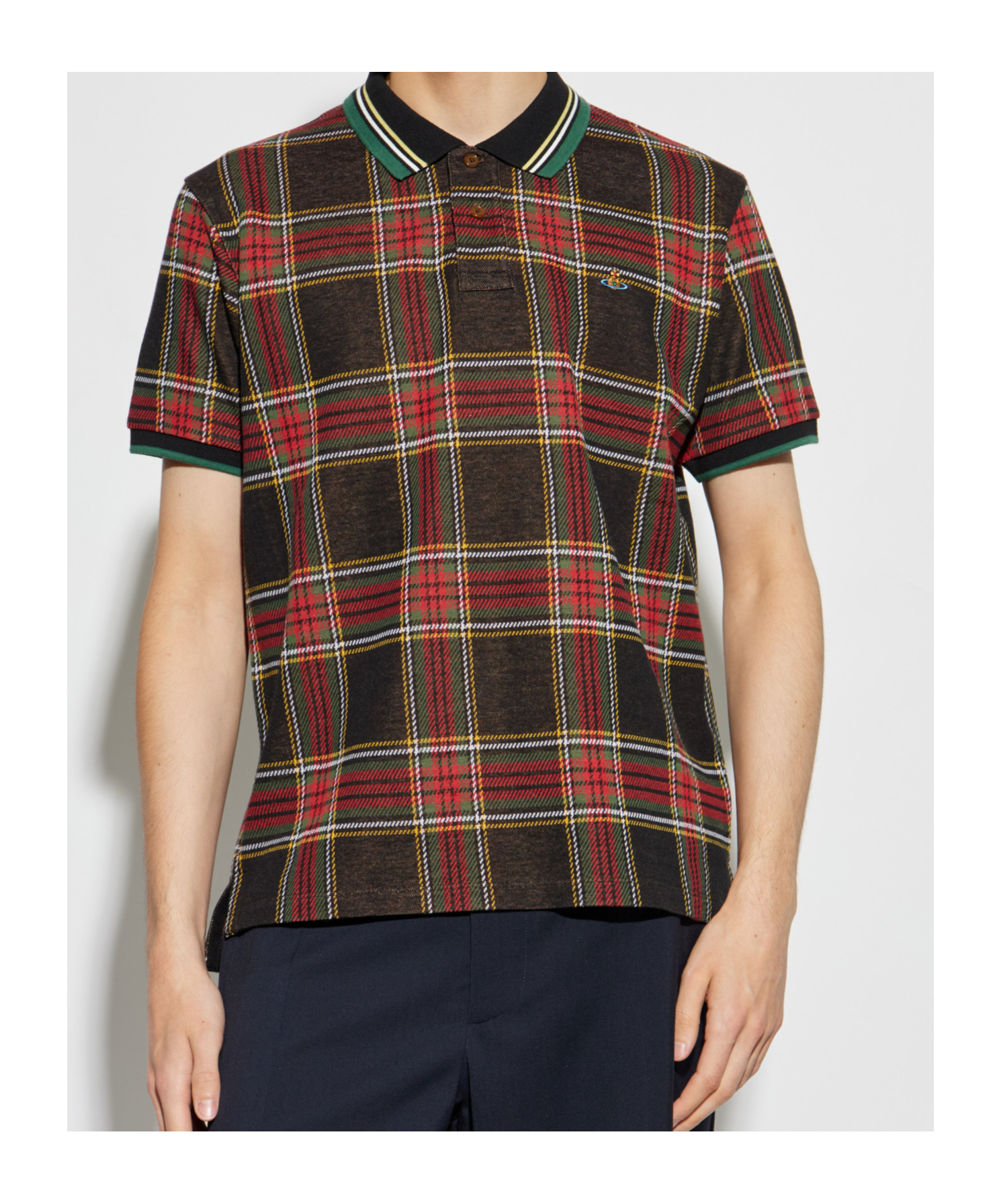 Vivienne Westwood Multicolor Polo Shirt With Orb Decoration On The Chest And All-over Tartan Motif In Cotton Man In Multi