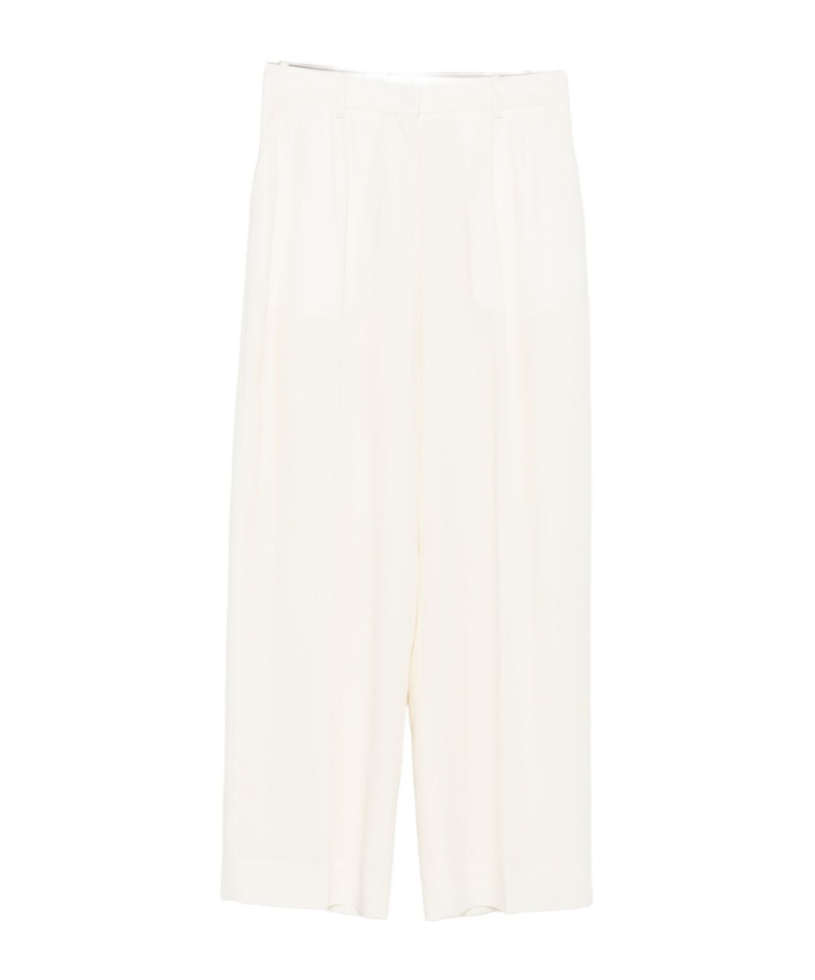 Totême Fluid Trousers With Pleats And Wide Leg In Neutral