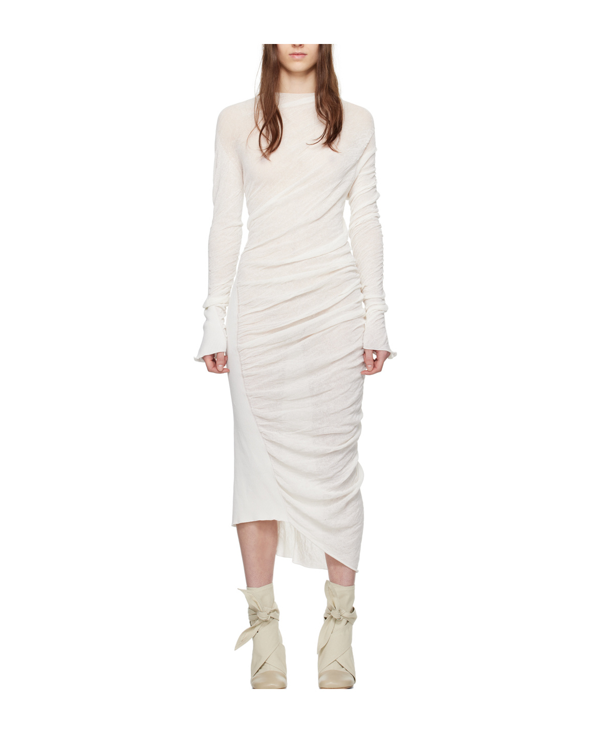 Issey Miyake Ambiguous Semi-sheer Dress In White