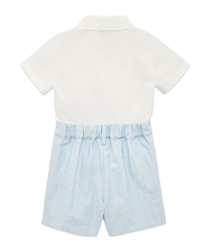 Fendi Light Blue Suit For Baby Boy With Ff In White