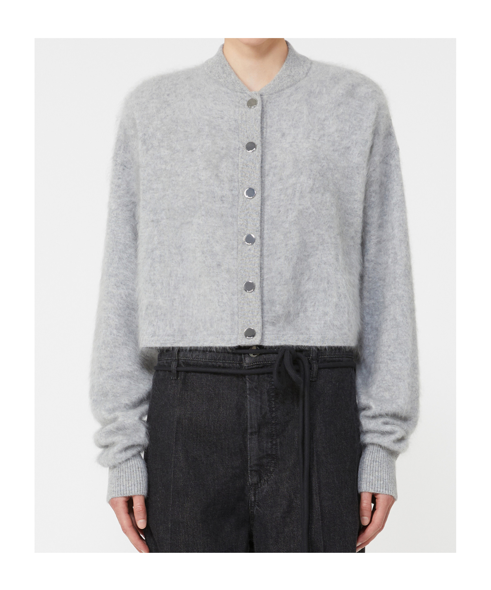 Sportmax Long-sleeved Sweater In Gray