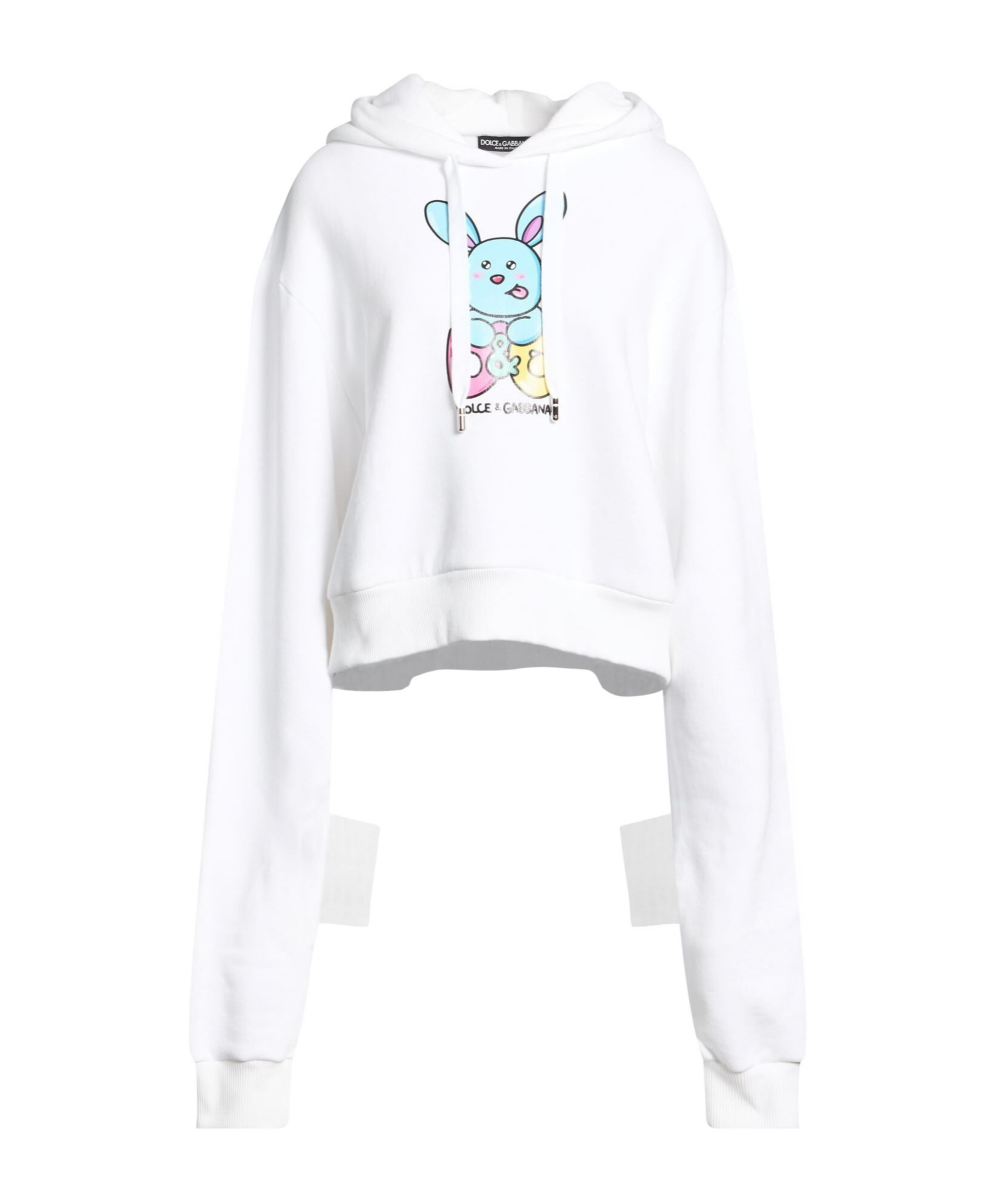 Dolce & Gabbana Solid Color Printed Hoodie In White