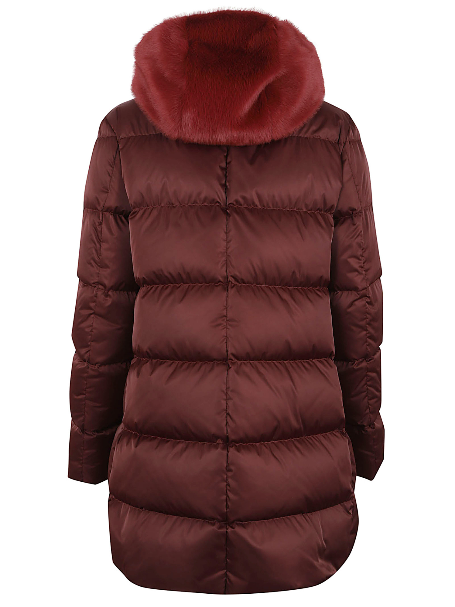 Herno Hooded Quilted Down Coat In Burgundy