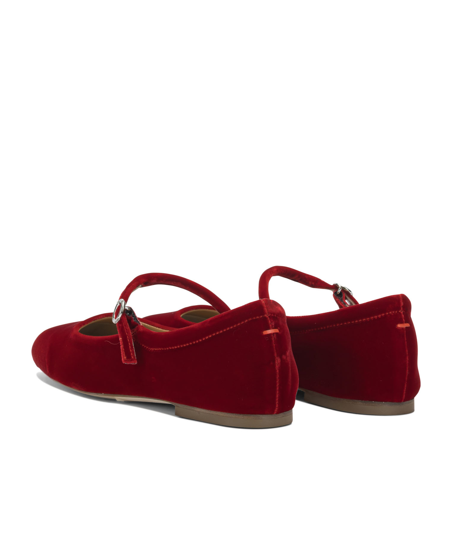 Aeyde Round Toe Velvet Ballerina Shoes With Flat Sole In Red