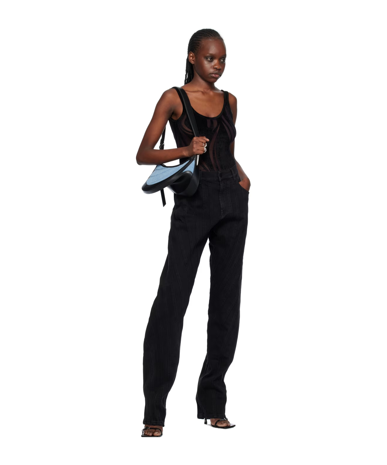Mugler Belt-loop Jeans In Black