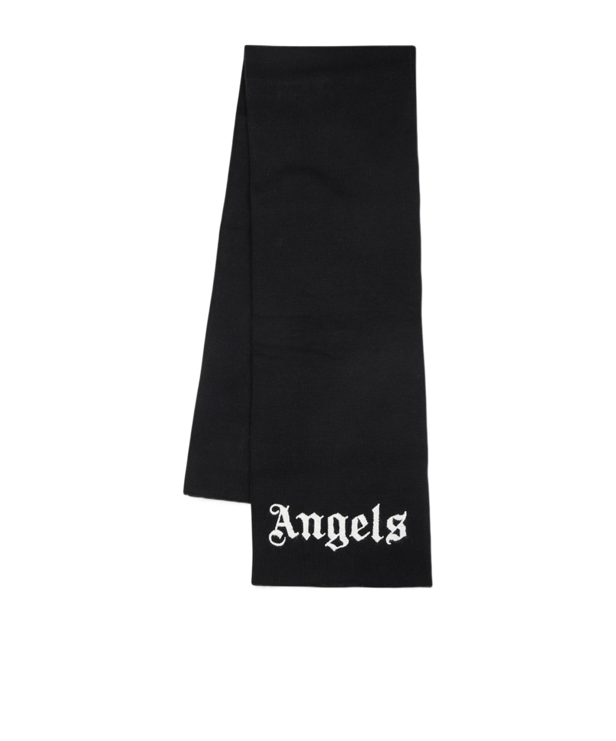 Palm Angels Kids Logo Embroidered Knitted Rectangular Scarf In Black
