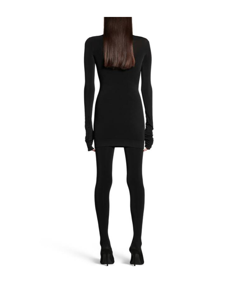 Balenciaga Long-sleeved Mini Dress In Black