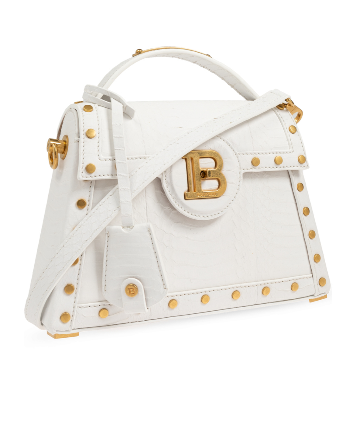 Balmain B-buzz Dynasty Bag In Snakeskin Leather In White