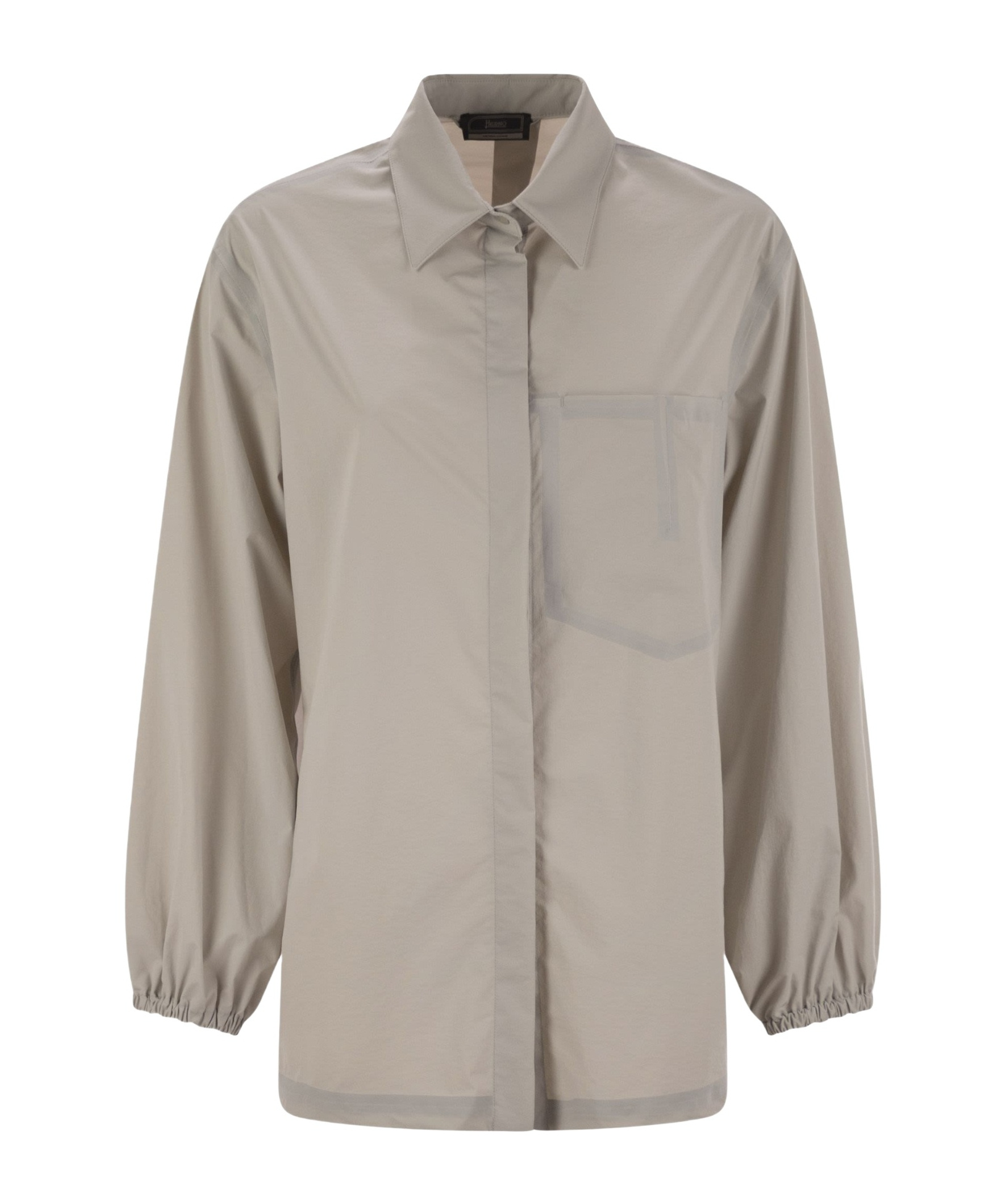 Herno Elasticated Cuff Textured Shirt In Gray