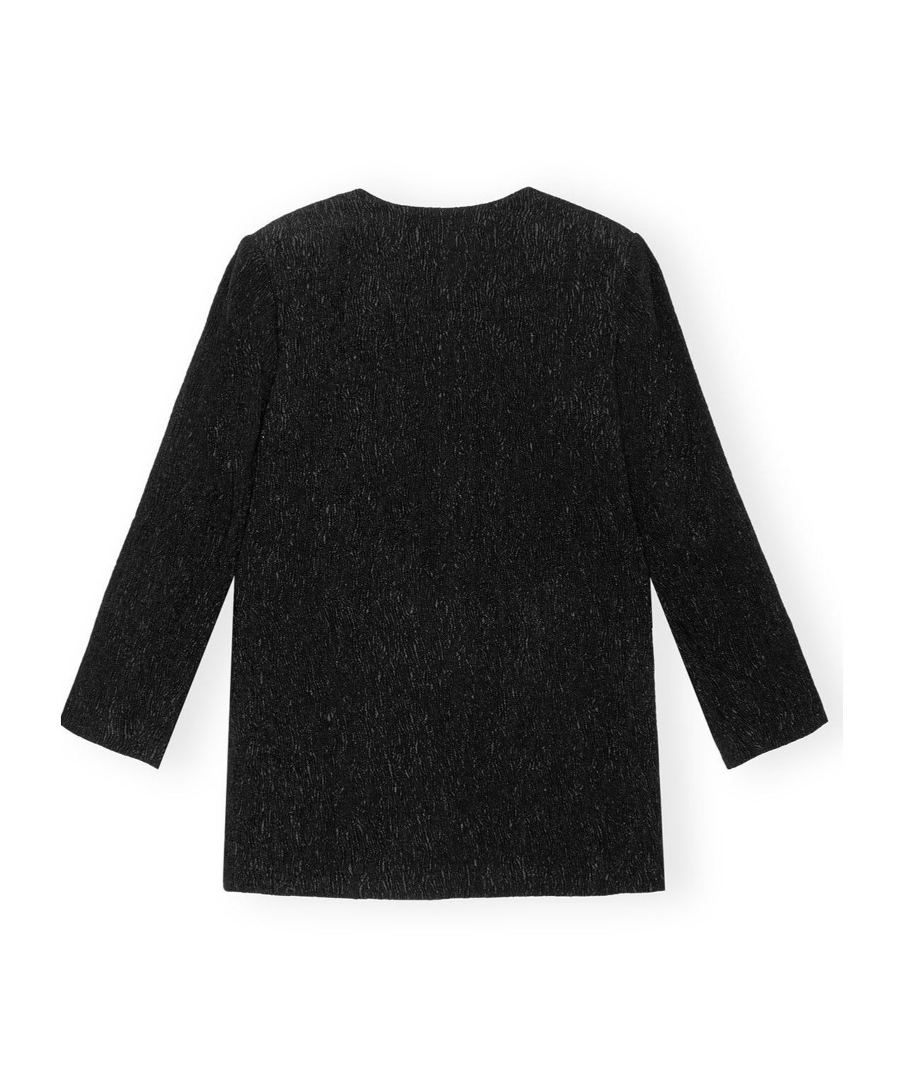 Ganni Textured Collarless Jacket In Black
