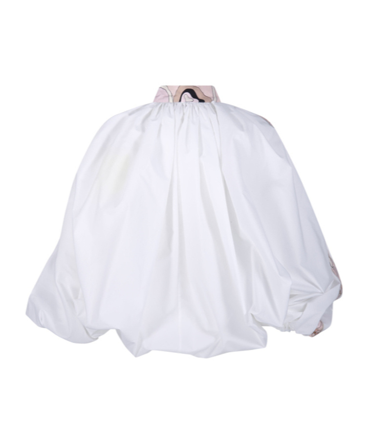 Pucci Emilio High-neck Cotton Blouse With Drawstring Closure In White