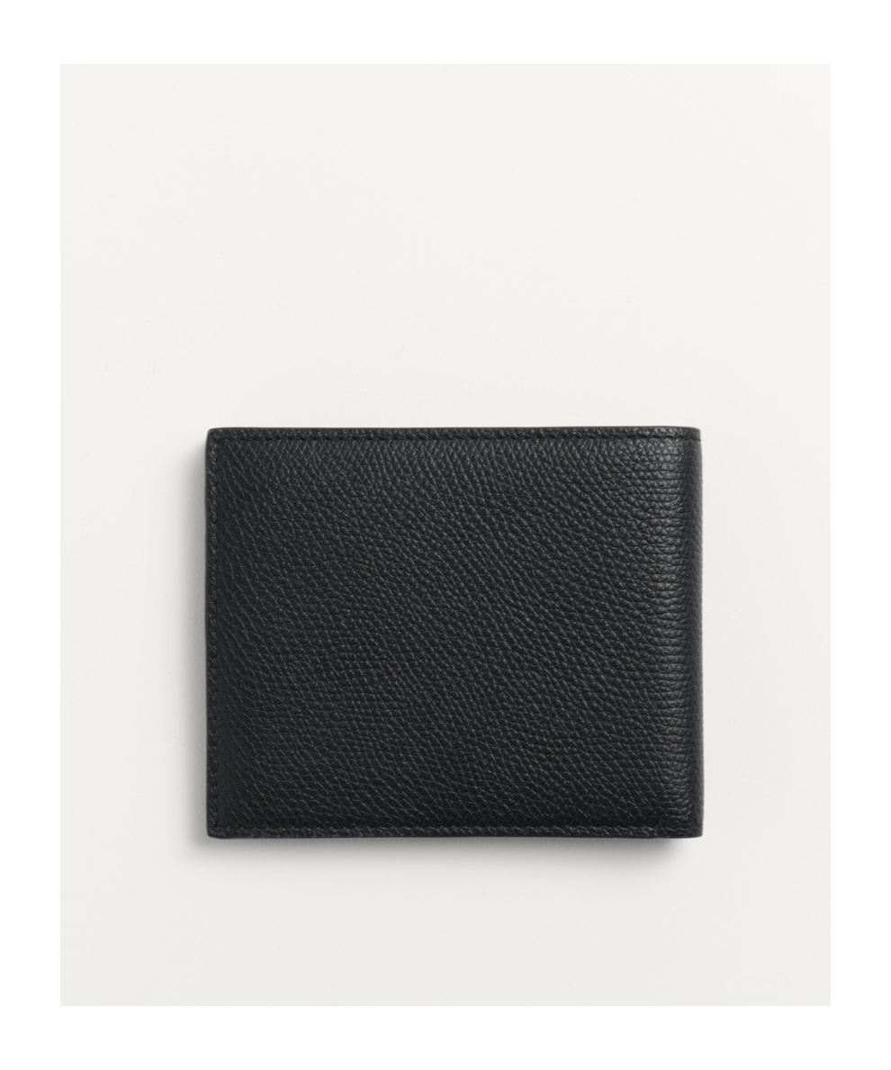 Valentino Garavani Textured Leather Wallet With Subtle Logo Detail In Black