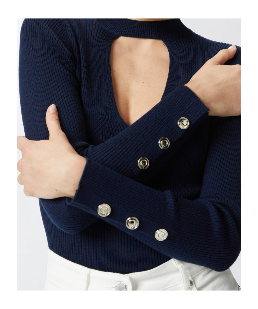 Pinko Ribbed Wool Sweater In Black