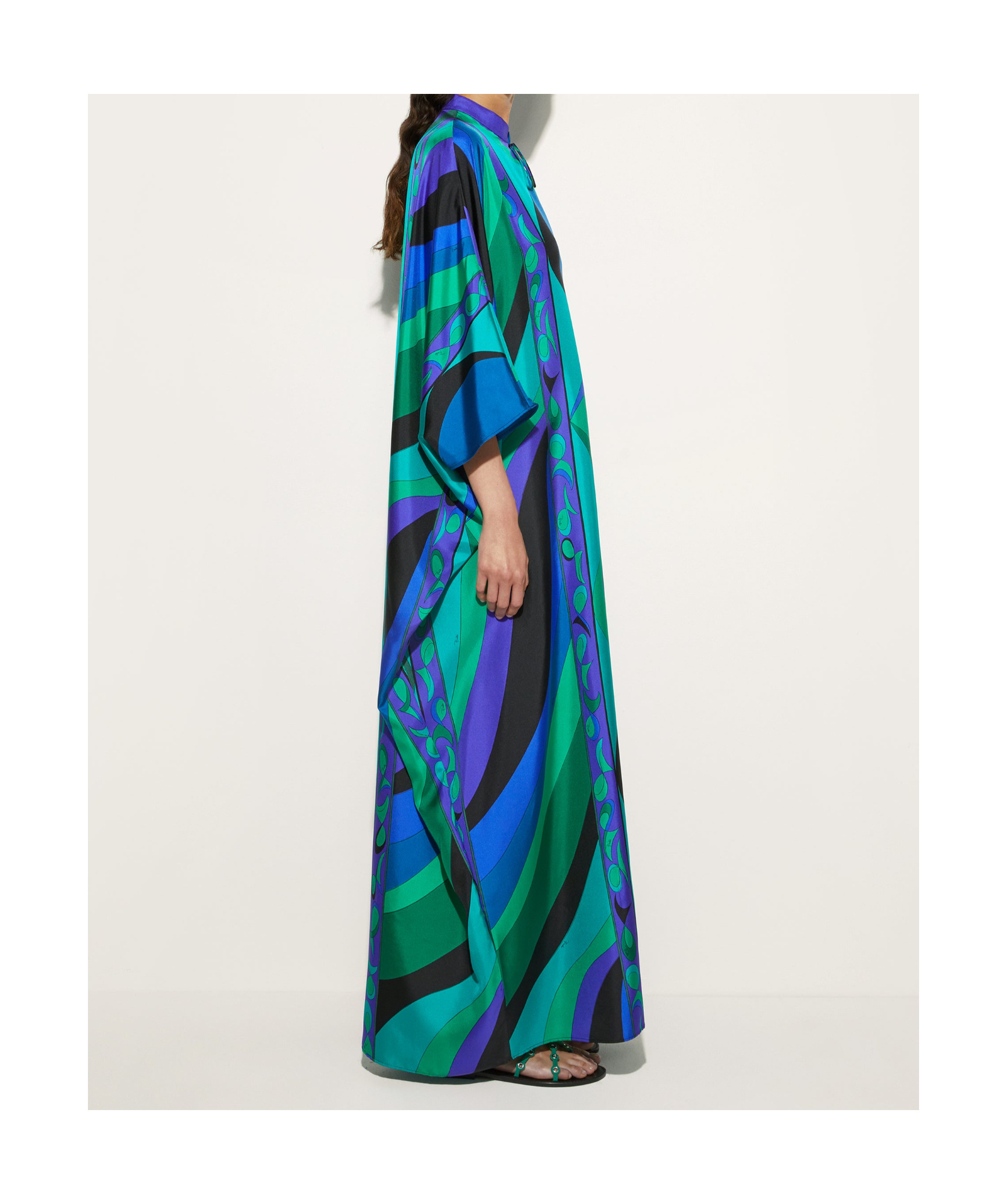 Pucci Pesci Print Maxi Kaftan In Blue