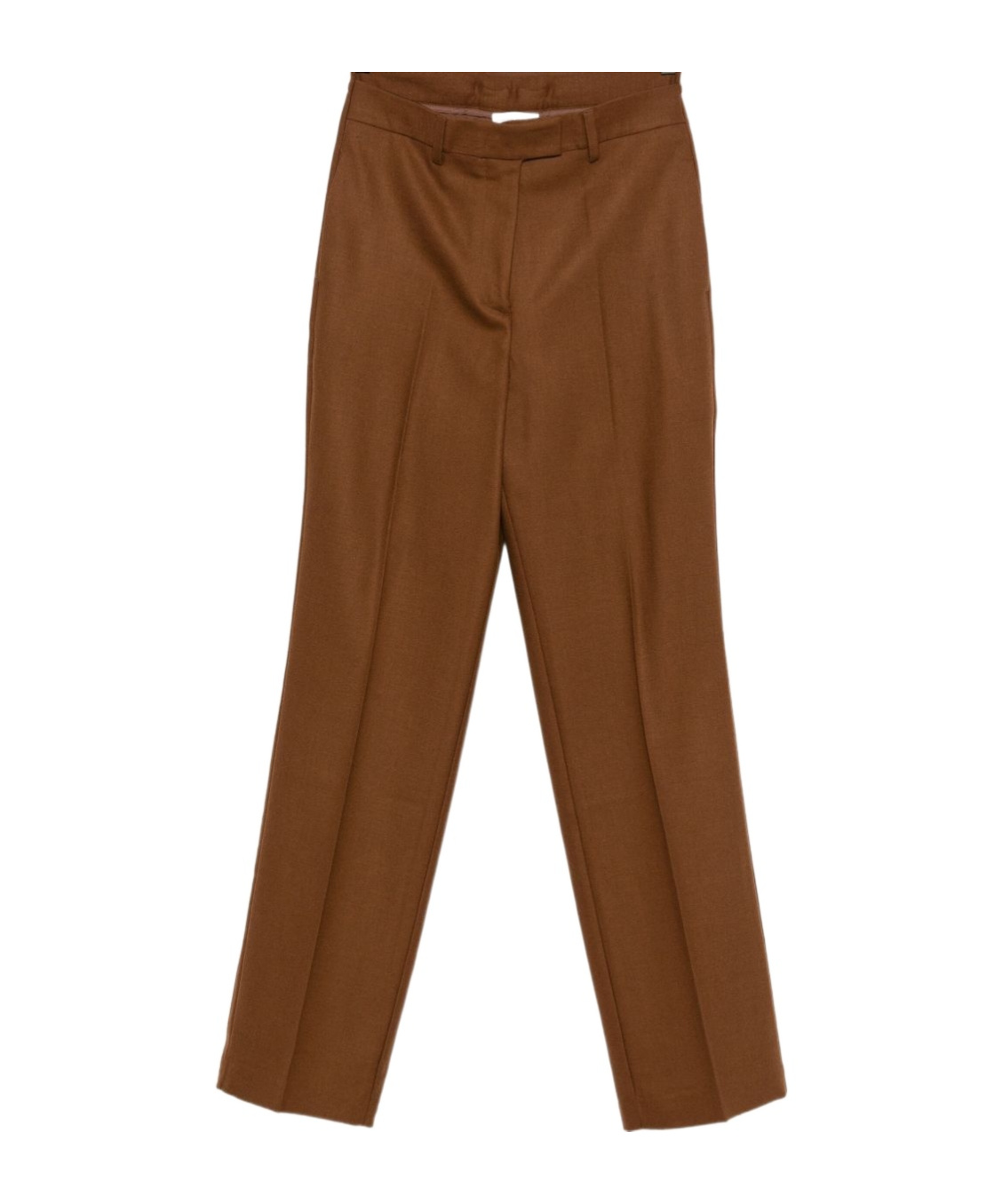 Semicouture Tailored Straight-leg Pants With Mid-rise Waist In Brown