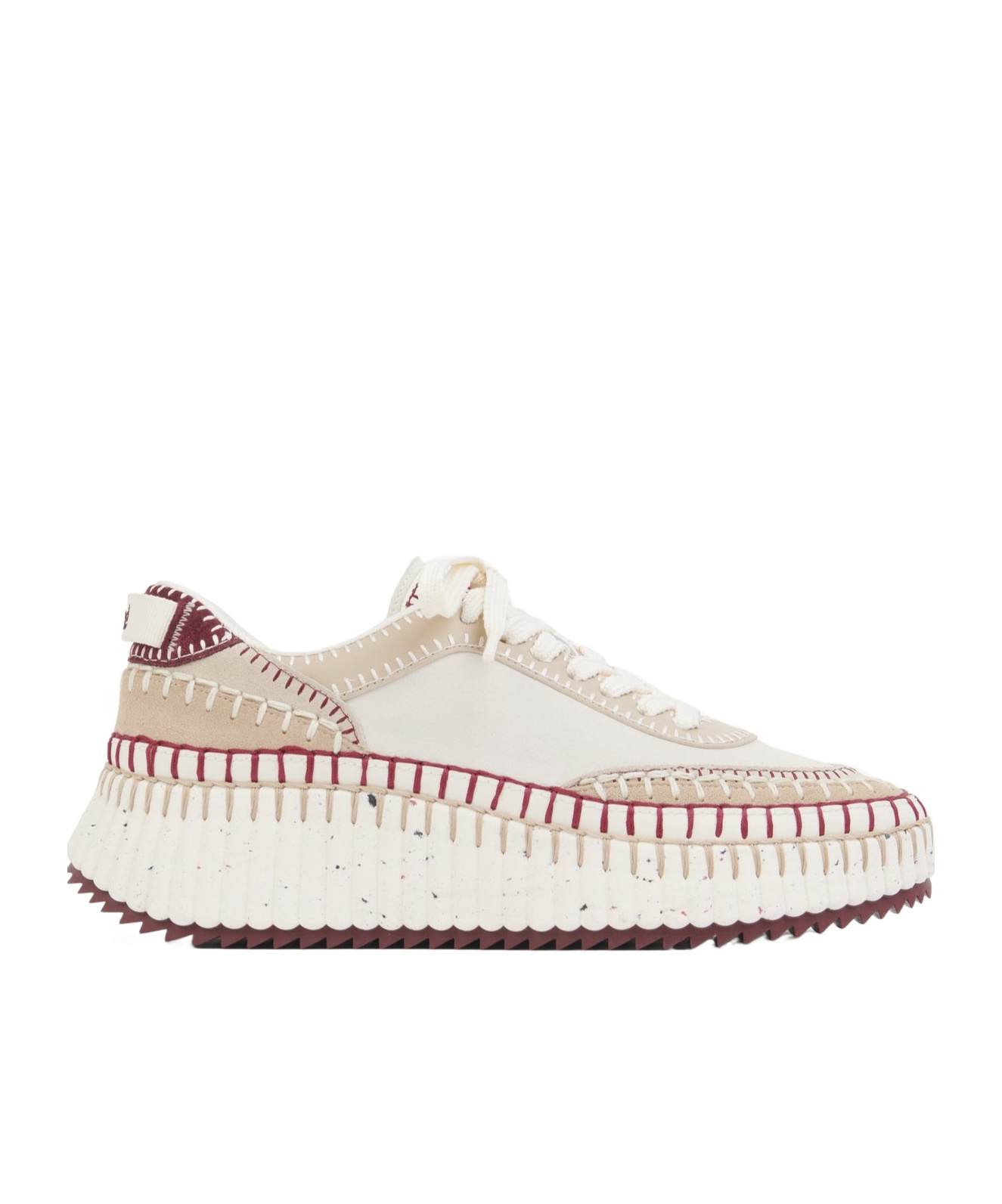 Chloé Nama Textured-sole Lace-up Sneakers In White
