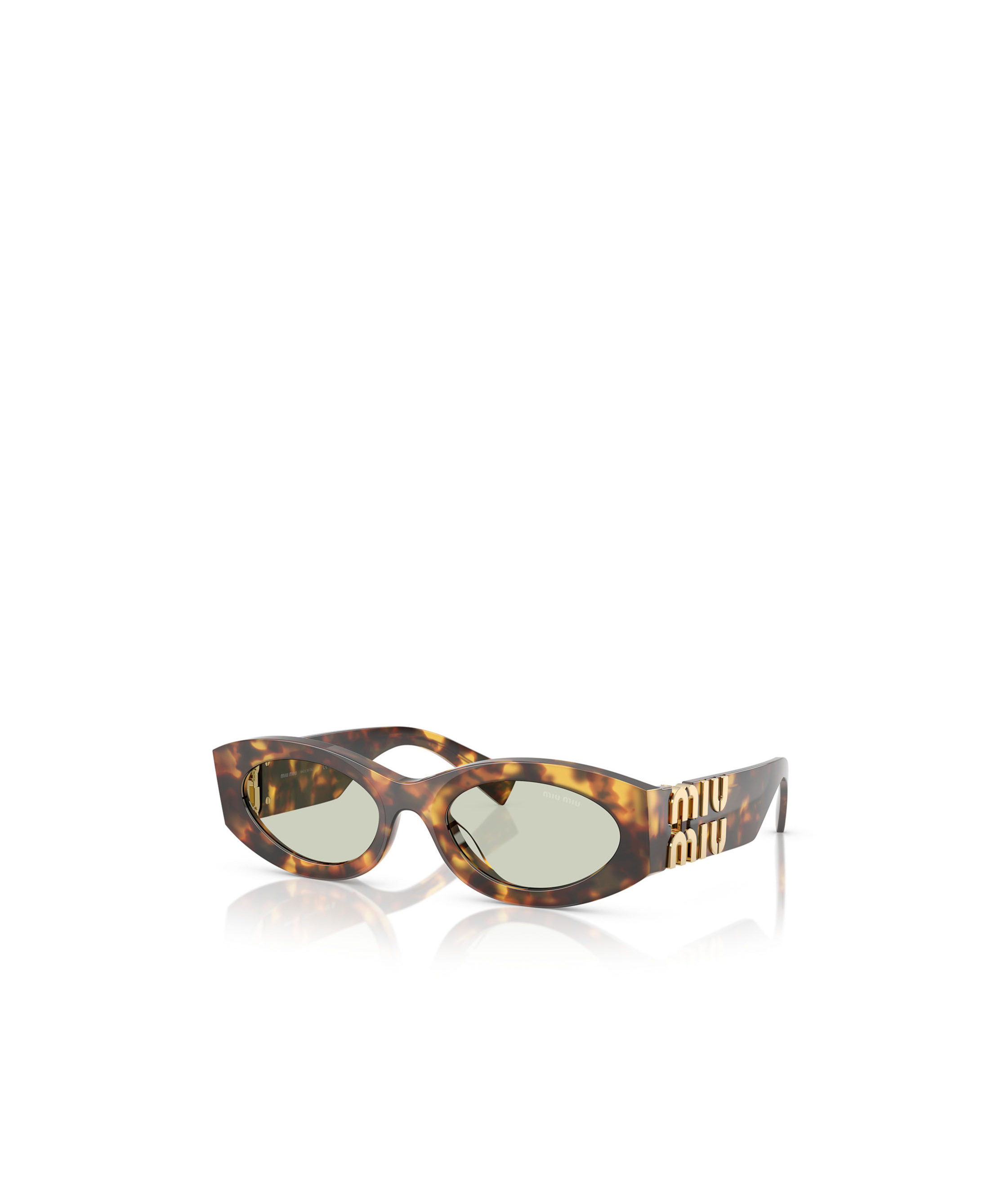 Miu Miu Logo Oval Acetate Sunglasses In Green