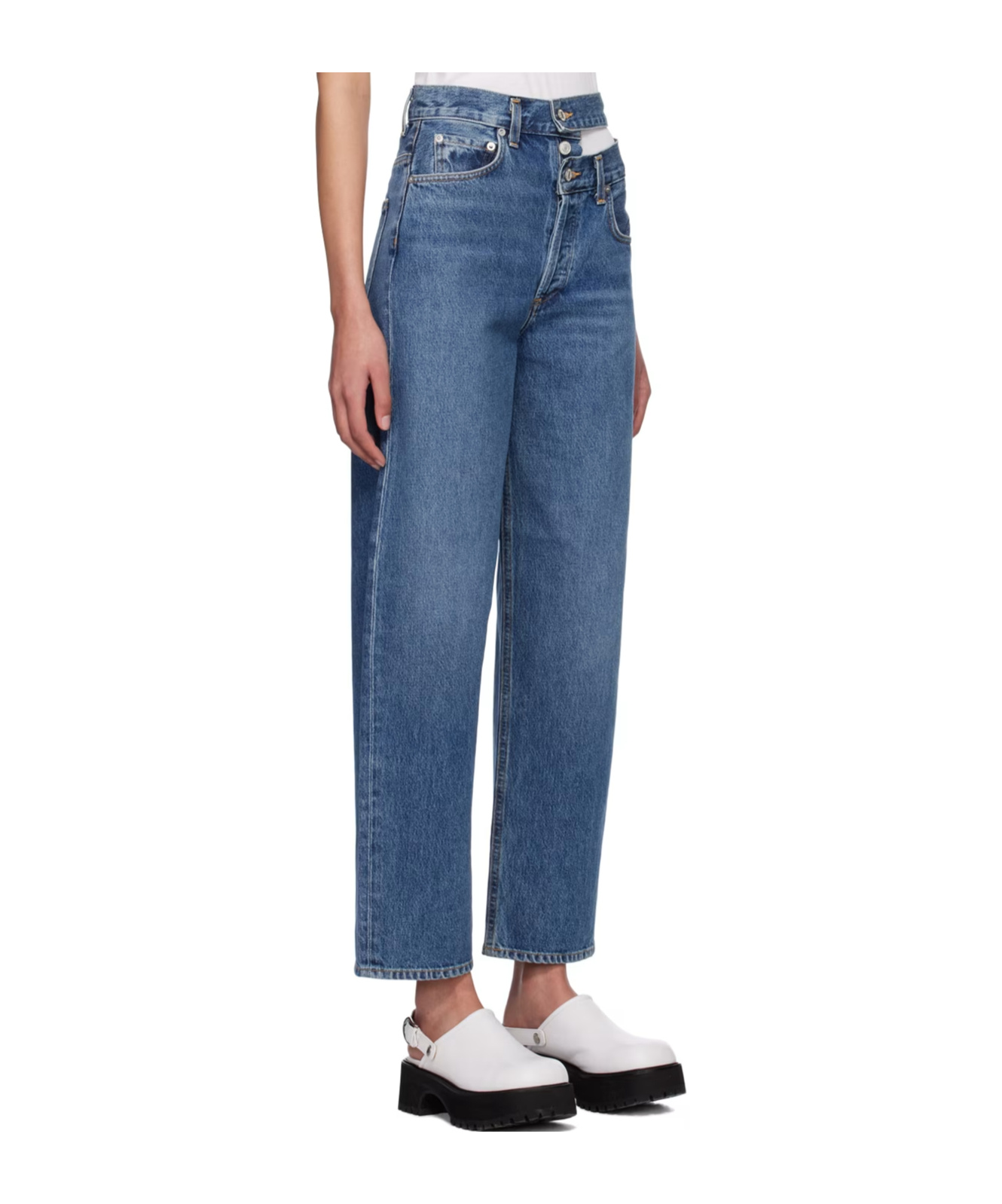 Agolde High Waist Denim Trousers In Blue
