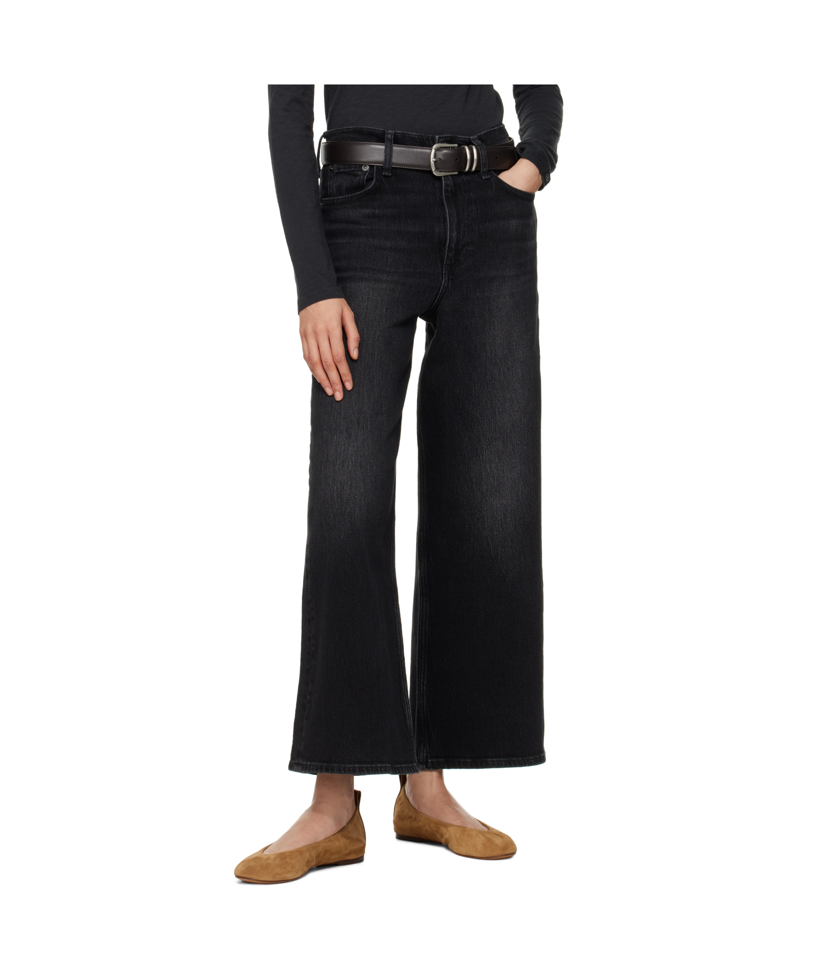 Shop Rag & Bone Wide Leg Jeans In Black