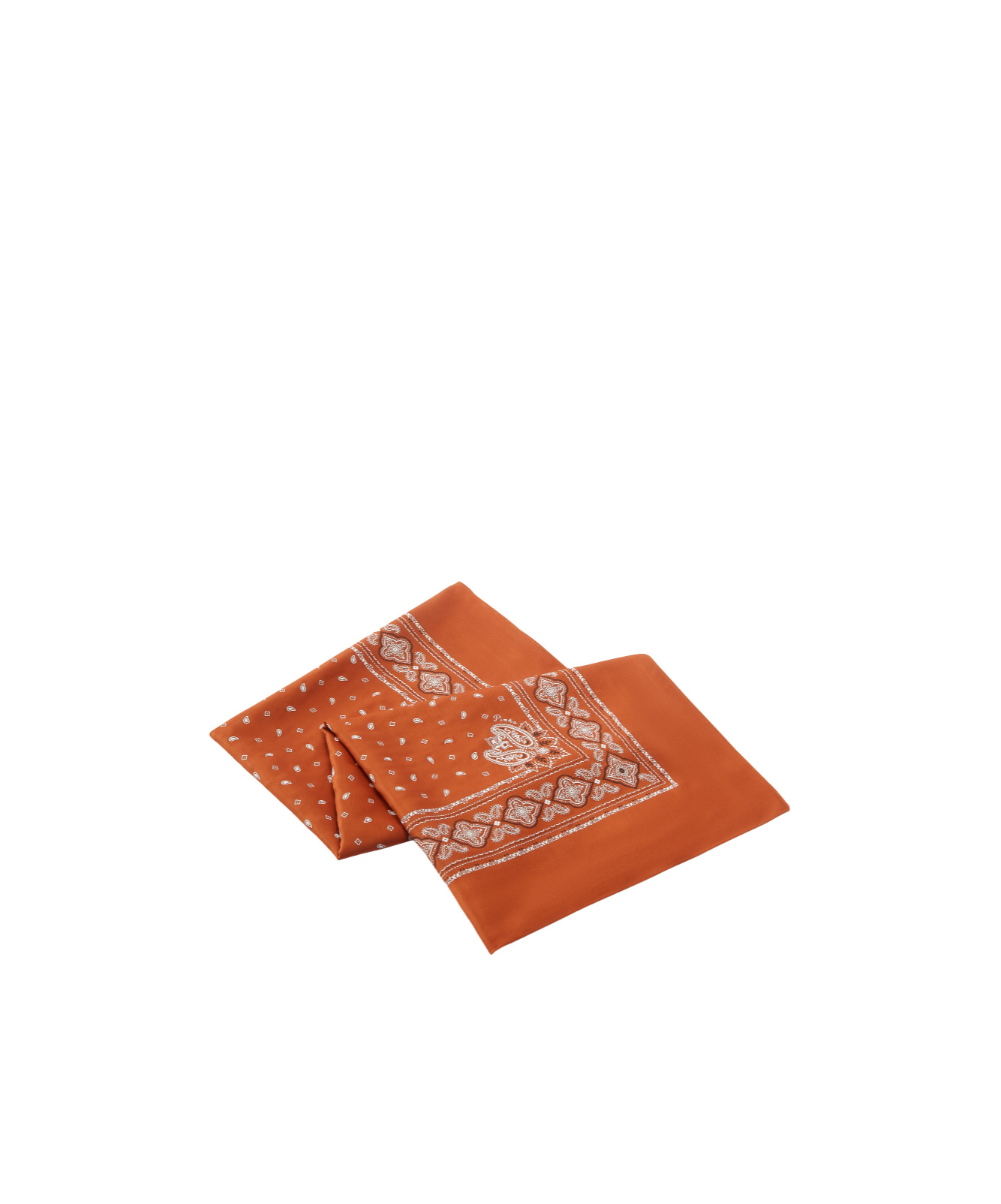 Pinko Intricate Patterned Orange And White Viscose Scarf In Brown