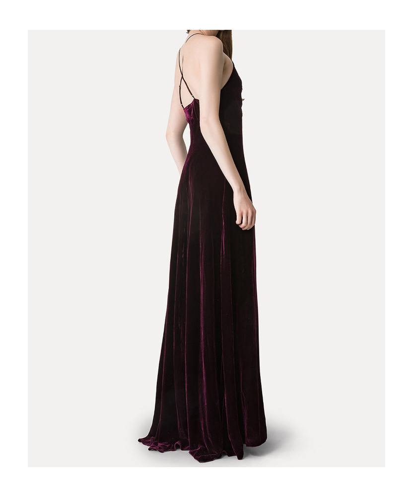 Forte Forte Dress In Plain Viscoseandsilk Velvet With Spaghetti Straps In Burgundy