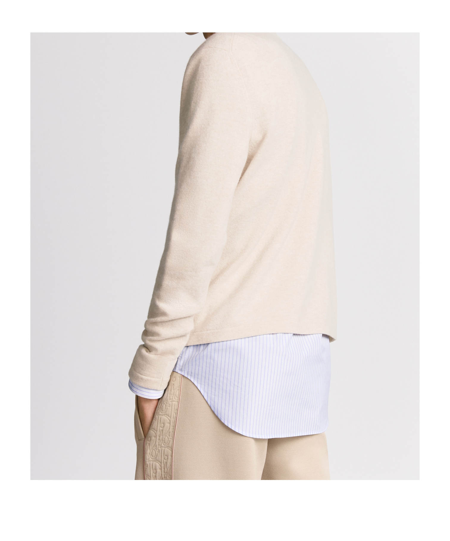 Dior Long-sleeved Wool Sweater In Nude