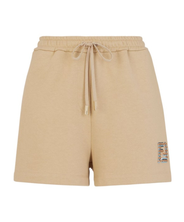 Fendi Sequin Embellished High-waisted Cotton Shorts In Nude